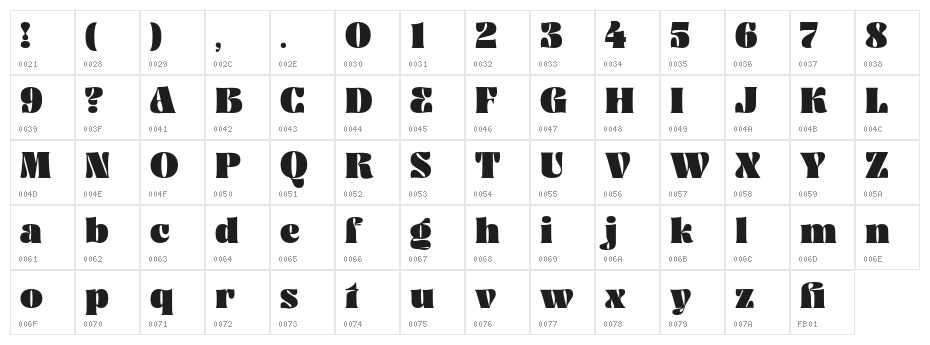 AyugaDEMO-Regular Character Map