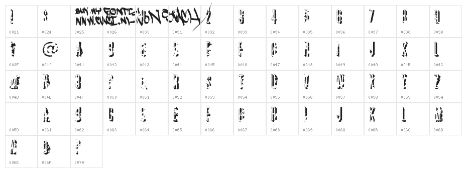 AZ  crushed Character Map