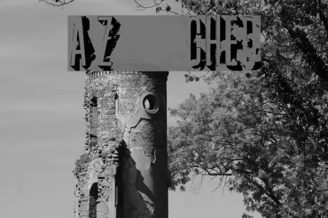 AZ  crushed Font examples