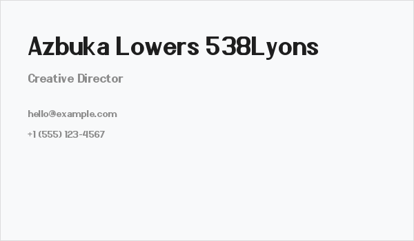 Azbuka Lowers 538Lyons Business Card