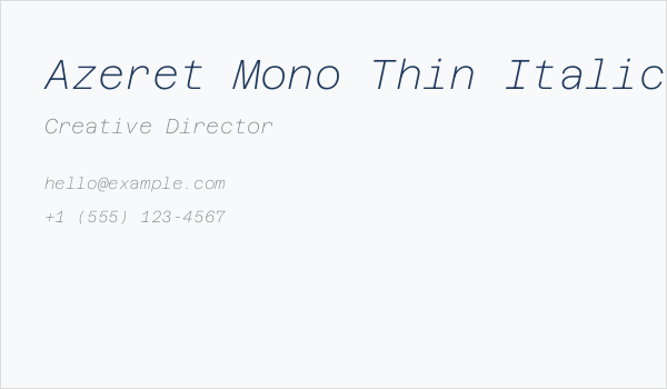 Azeret Mono Thin Italic Business Card