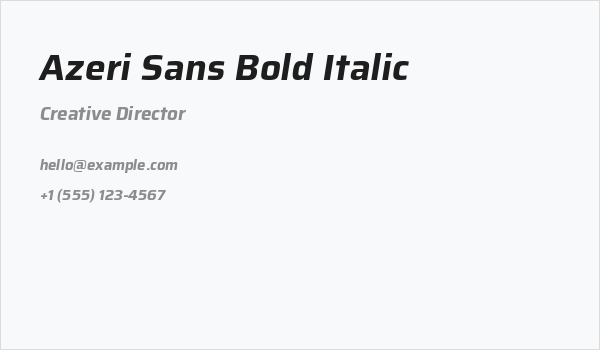 Azeri Sans Bold Italic Business Card