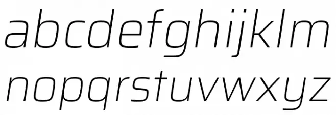 Azeri Sans ExtraLight Italic Caratteri MINUSCOLO