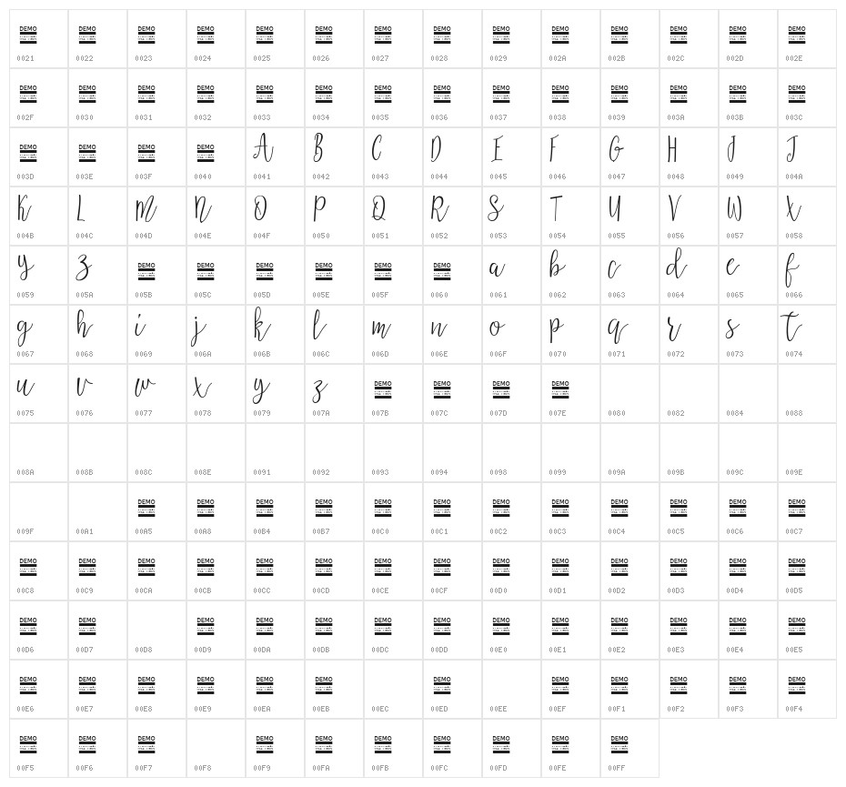 Aziya Demo Character Map