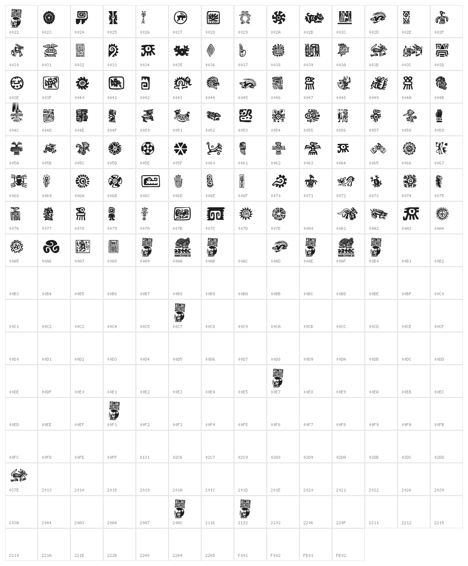 Aztecs Icons Character Map