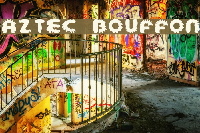 aztec bouffon Font examples