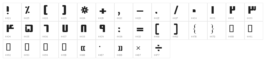B Sina Bold Character Map