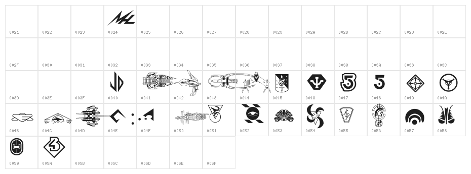 B5Symbols Character Map