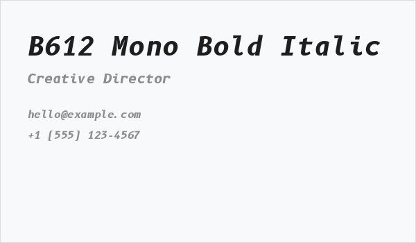 B612 Mono Bold Italic Business Card