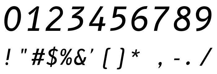 B612 Mono Italic Font OTHER CHARS