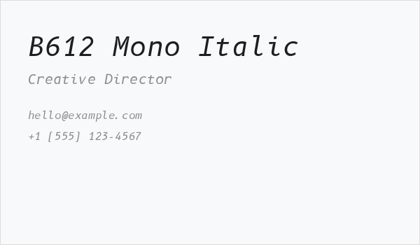B612 Mono Italic Business Card