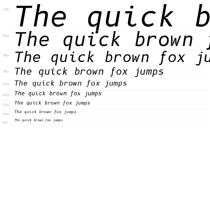 B612 Mono Italic Waterfall