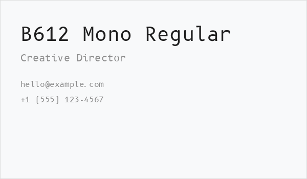 B612 Mono Regular Business Card