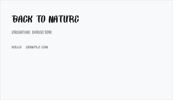 BACK TO NATURE Business Card