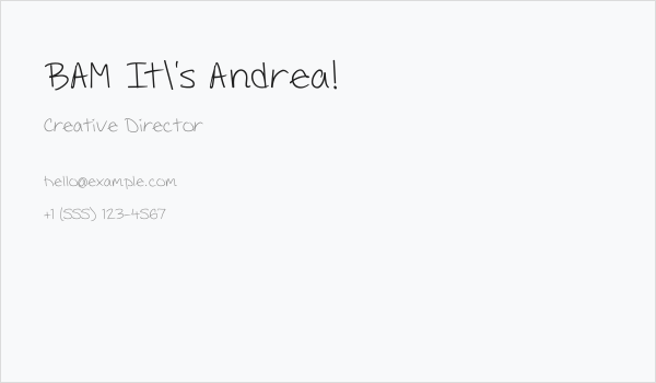 BAM It's Andrea! Business Card