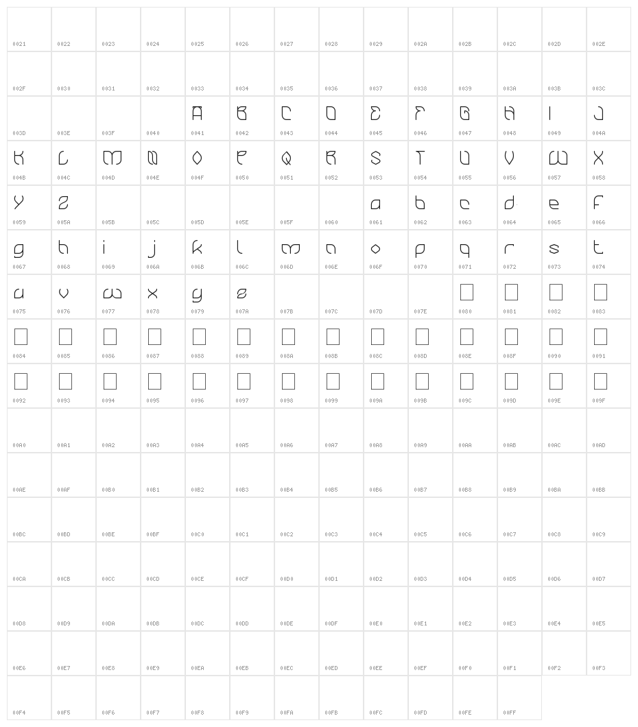 BAMBOO chopsticks Character Map
