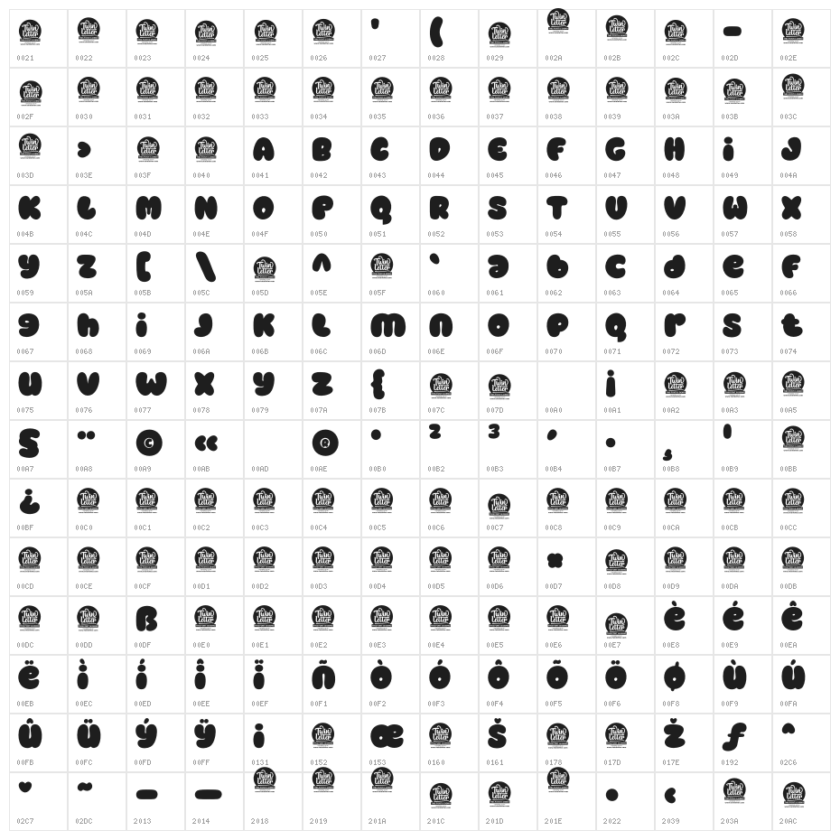 BAMEW Bold Personal Use Character Map
