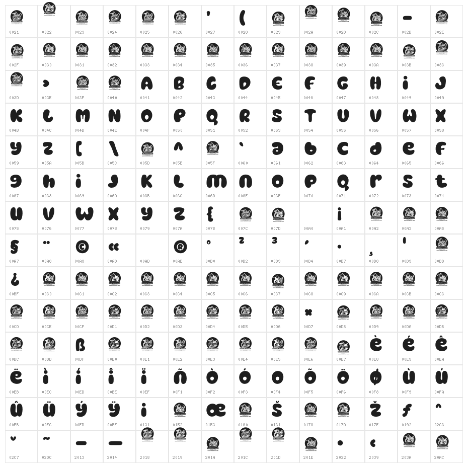 BAMEW Thin Personal Use Character Map