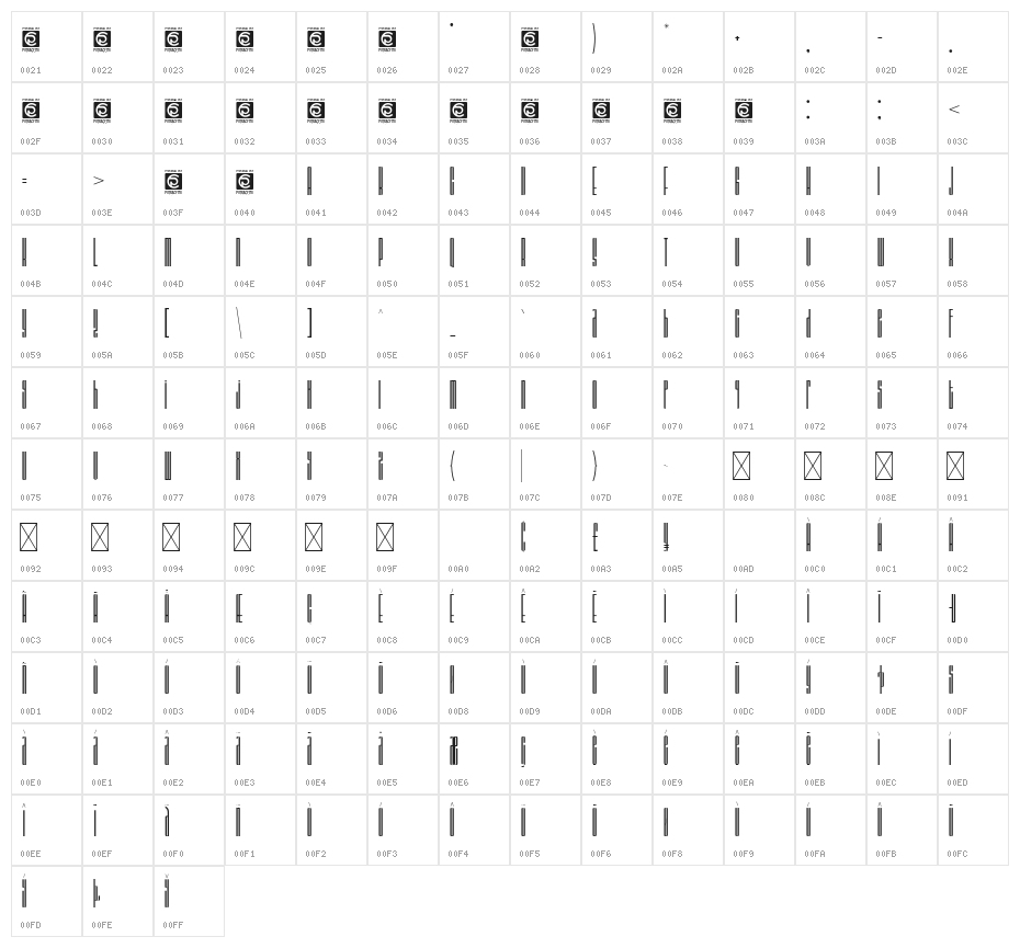BARSTRIP Free Character Map