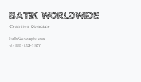 BATIK WORLDWIDE Business Card