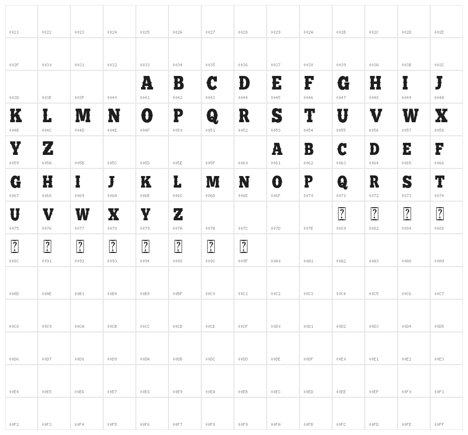 BATTLE ROAD DEMO Character Map