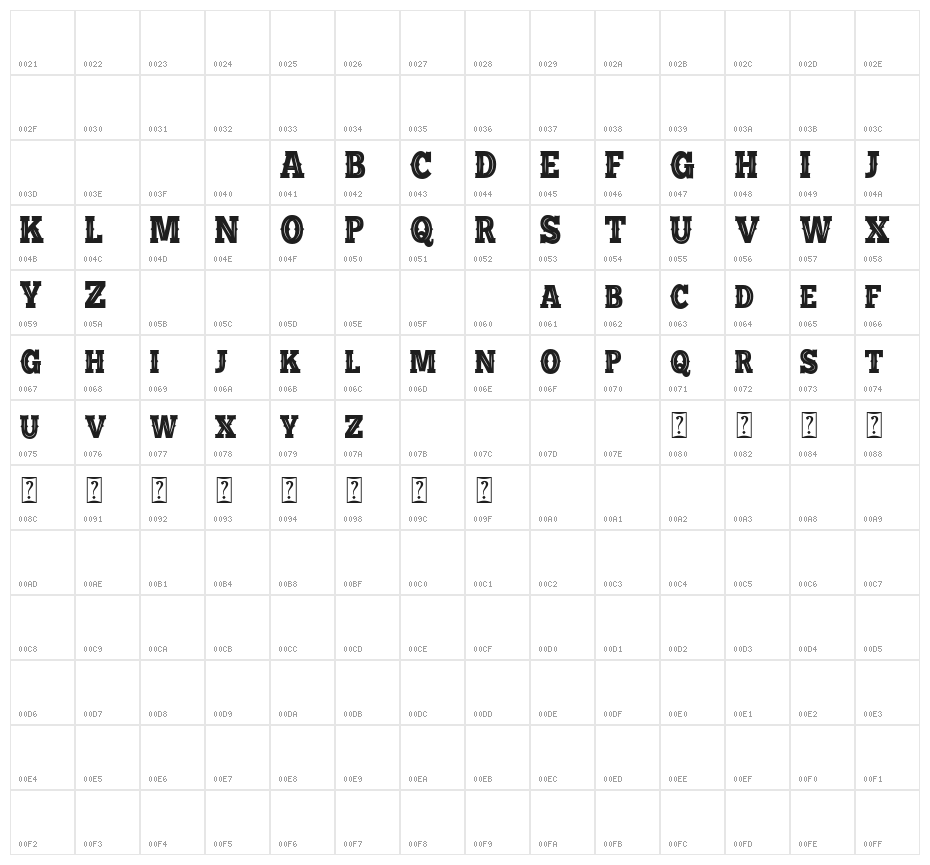 BATTLE ROAD VENTAGE DEMO Character Map
