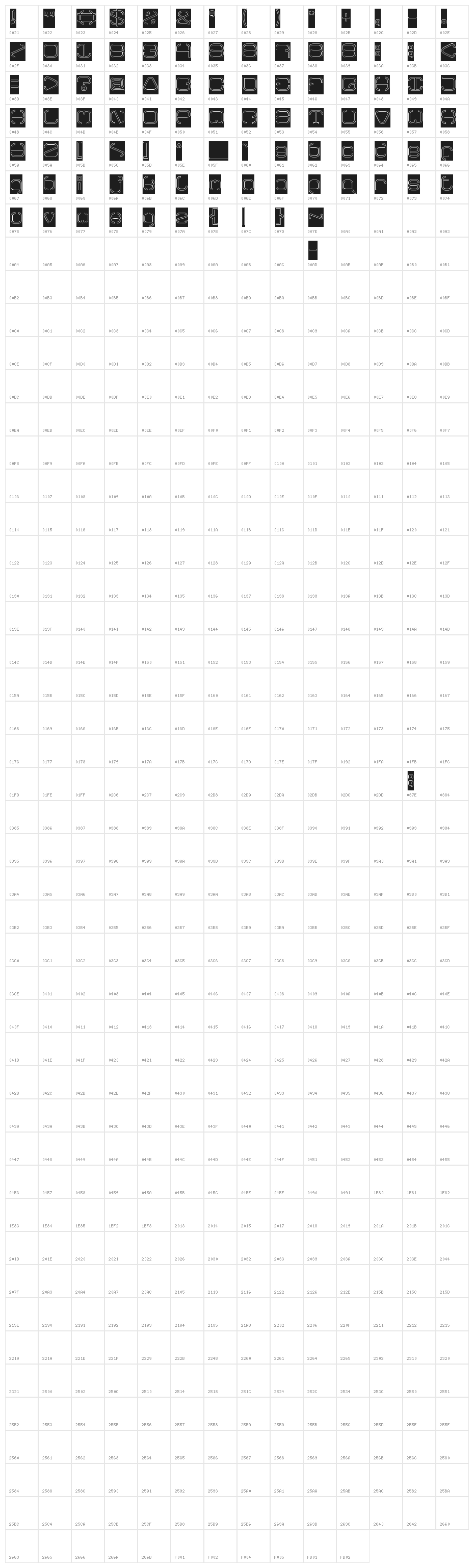 BAVARIA-Hollow-Inverse Character Map