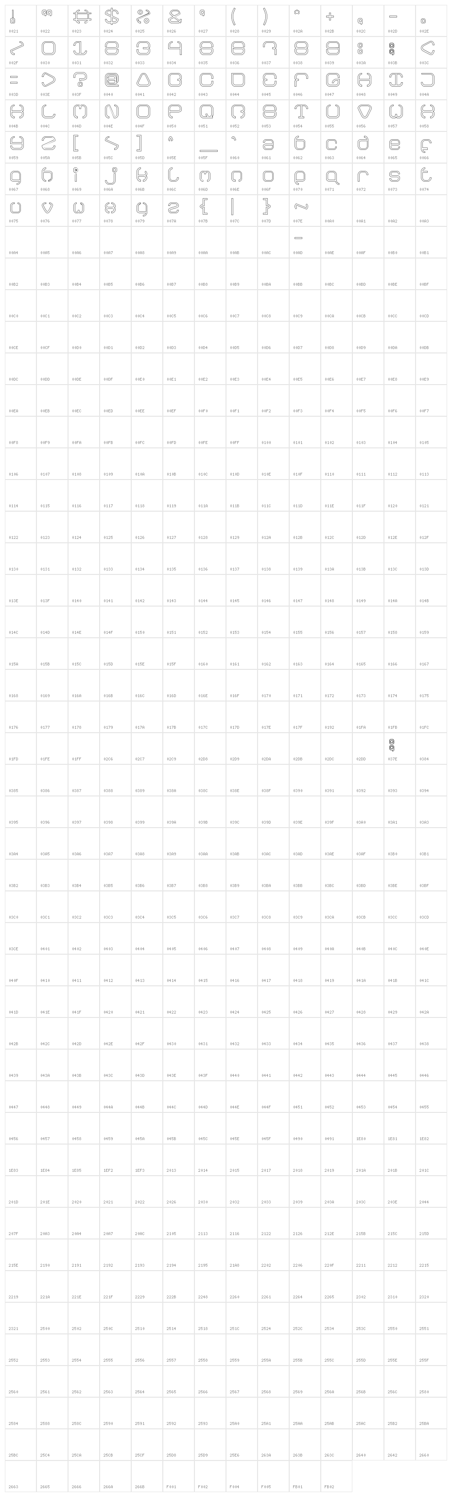 BAVARIA-Hollow Character Map