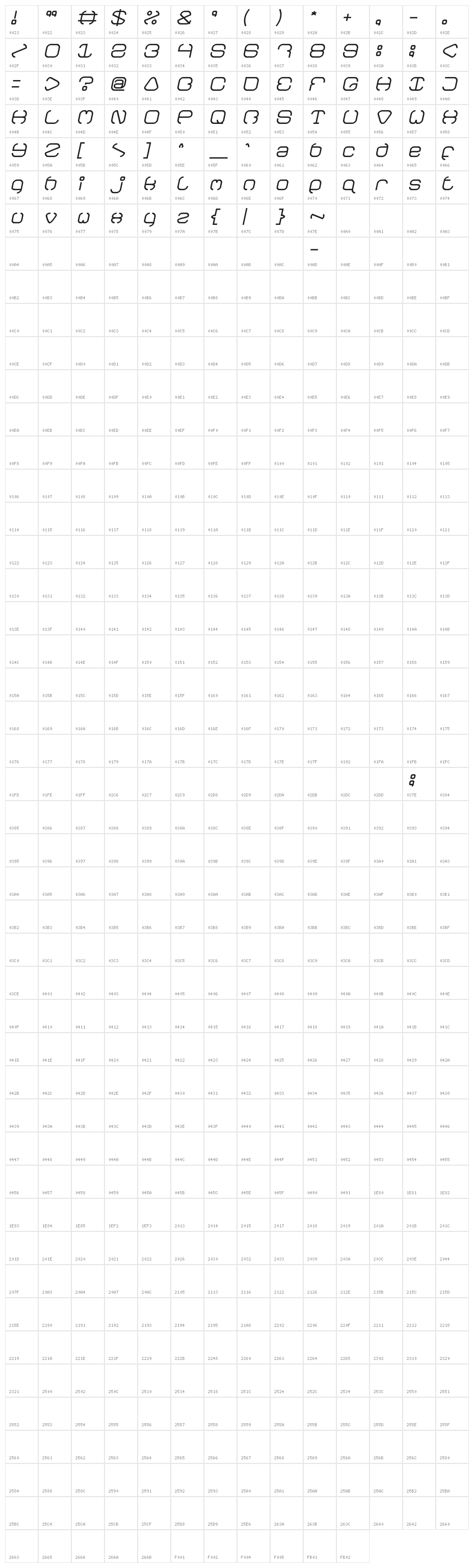 BAVARIA Italic Character Map