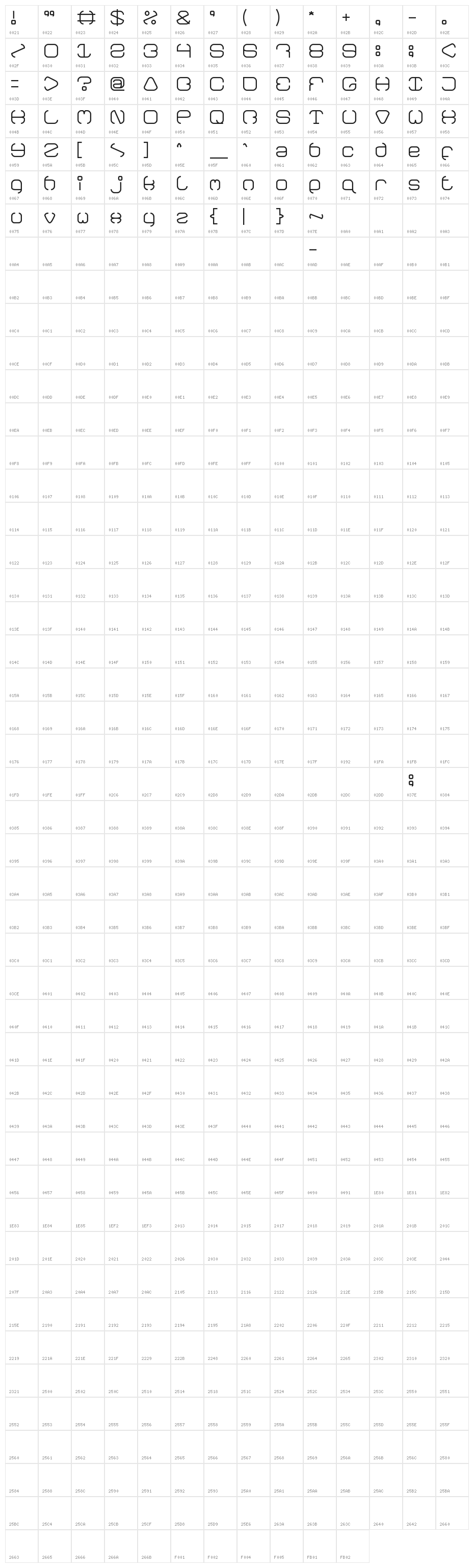 BAVARIA-Light Character Map