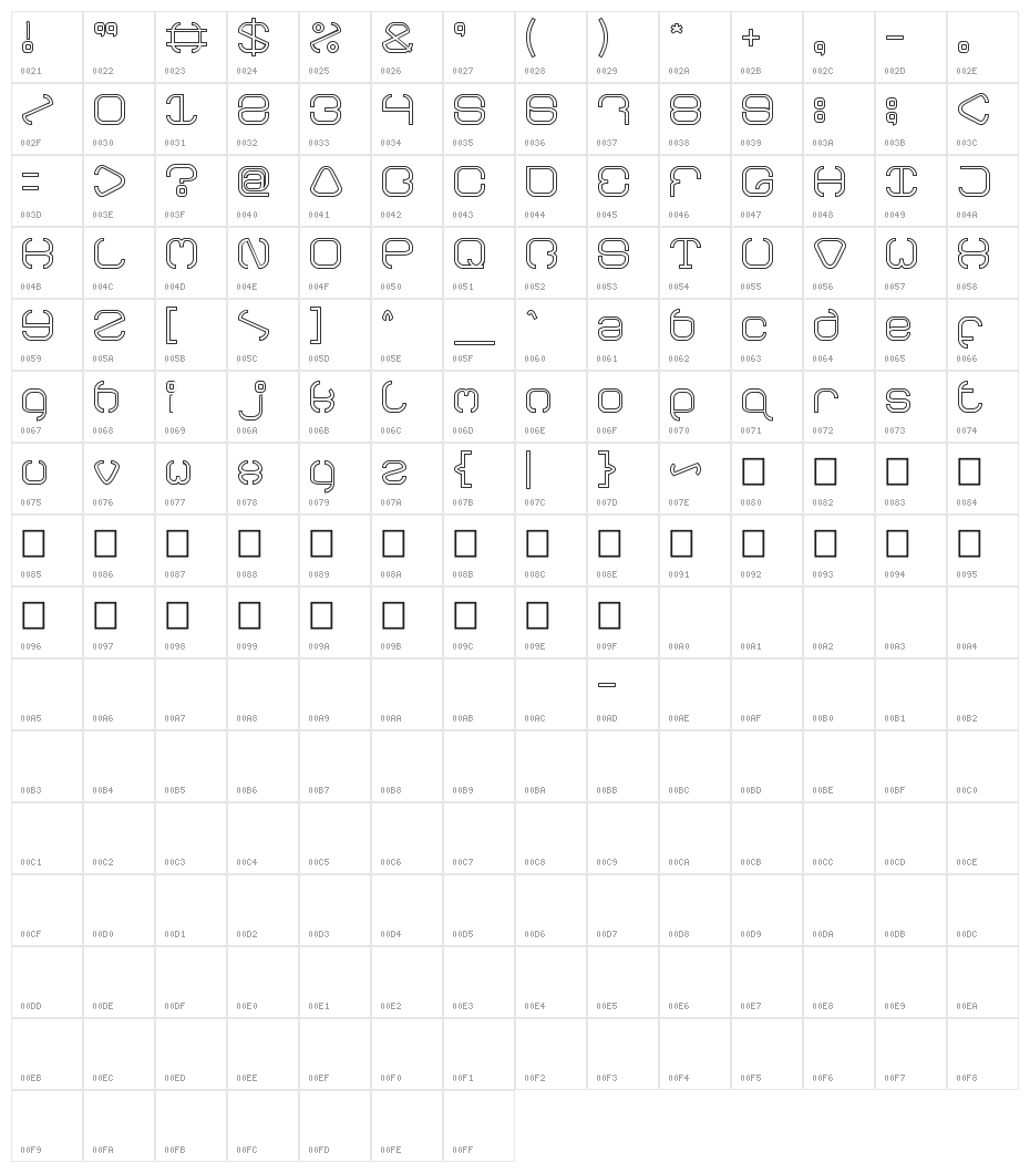BAVARIA-Line Character Map