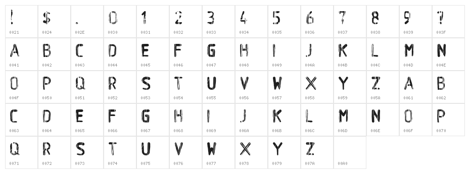 BAWetPaint-1980 Character Map