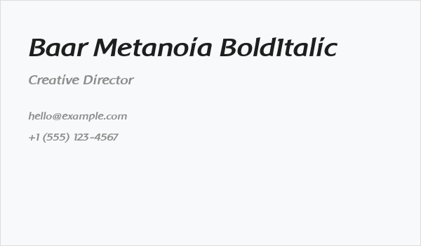Baar Metanoia BoldItalic Business Card