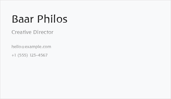 Baar Philos Business Card
