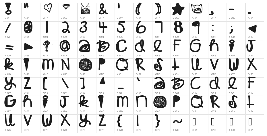 Babaganoosh Character Map