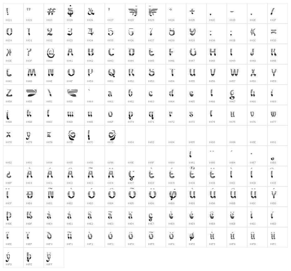 BabaluGradient Character Map