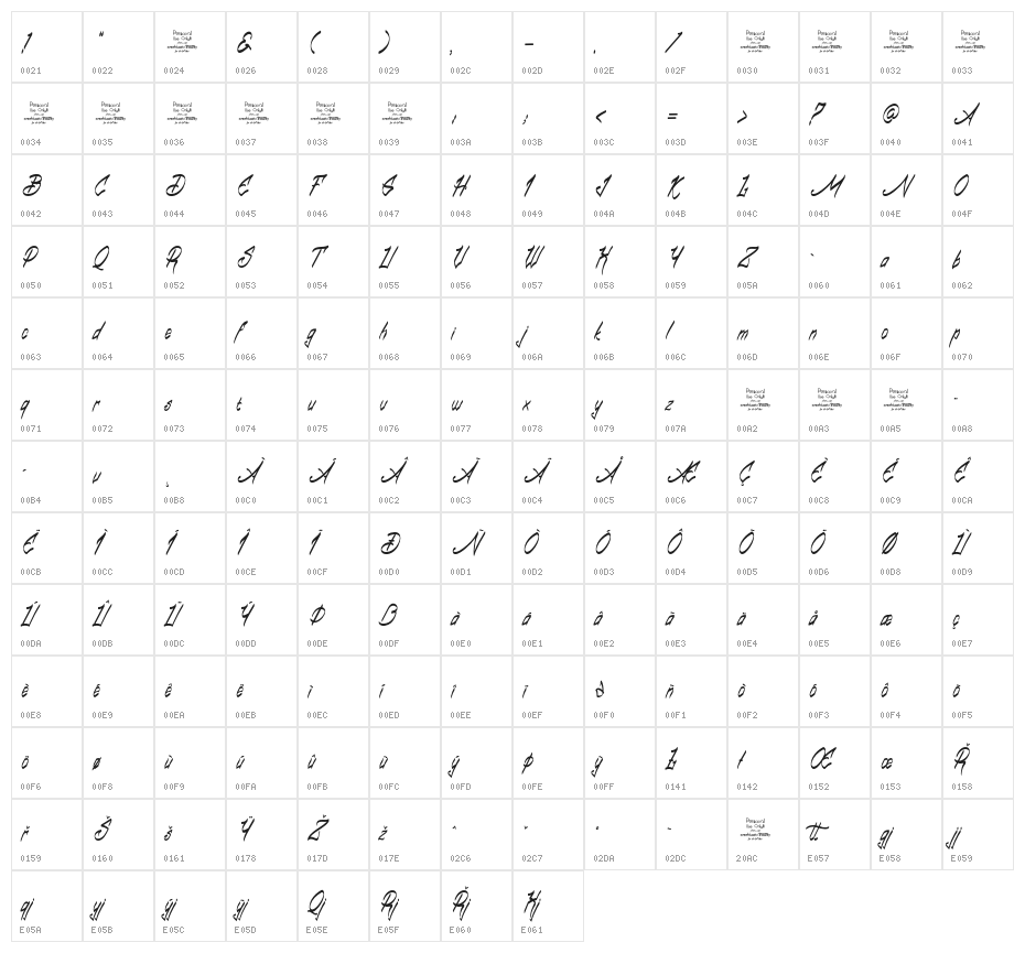 Babball Personal Use Regular Character Map