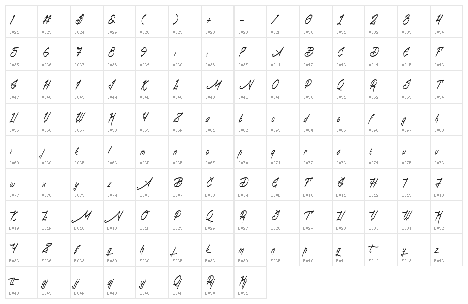 BabballPersonalUse-Regular Character Map