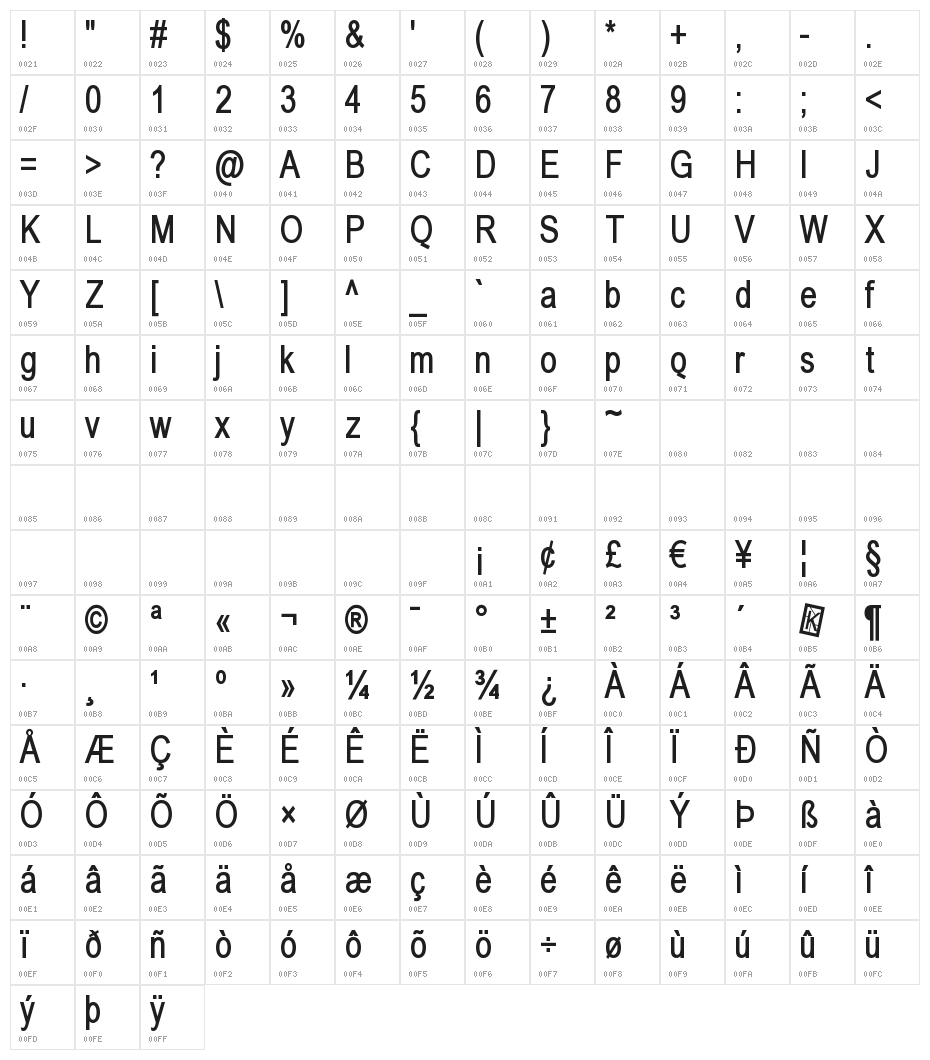 BabelSans-Bold Character Map