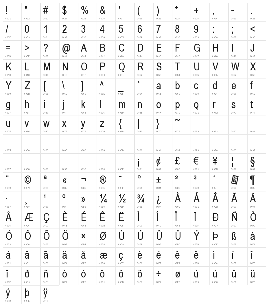 BabelSans Character Map