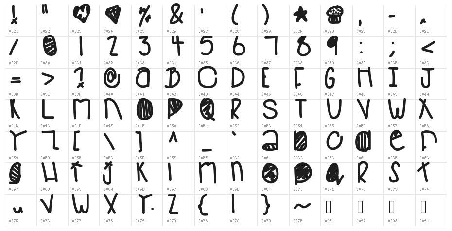 BabooInSpace Character Map