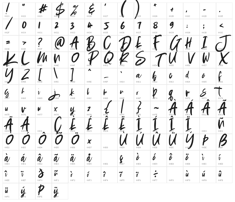 Baby Boomer Regular Character Map