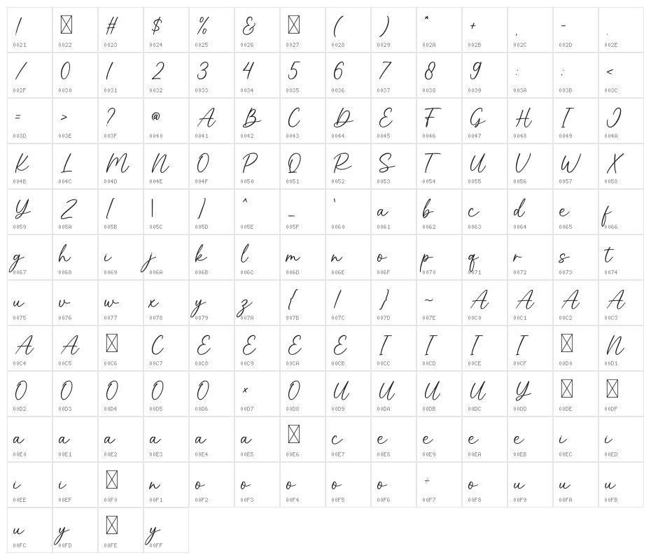 Baby Breath Character Map