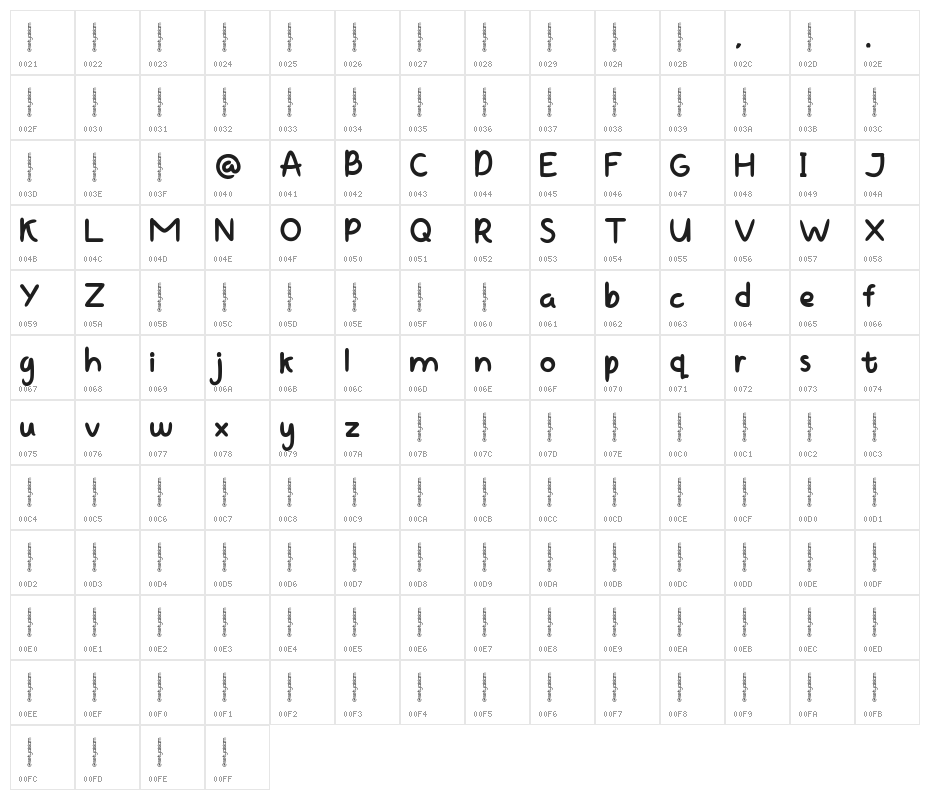 Baby Fly Character Map