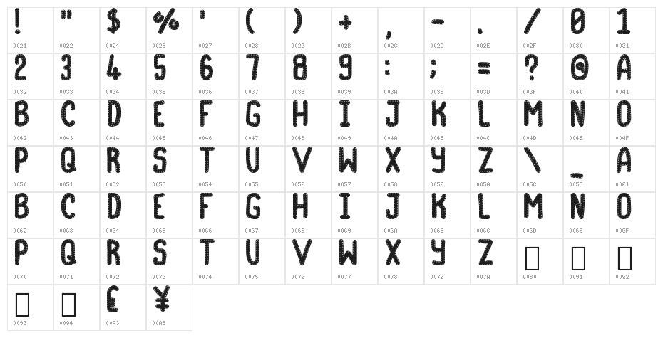 Baby Soft Stitches Regular Character Map