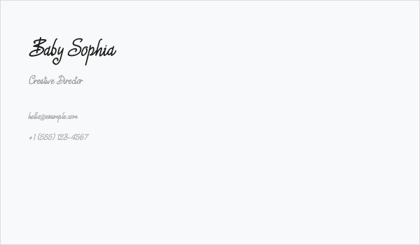 Baby Sophia Business Card