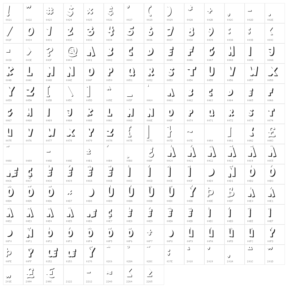 BabyMonstaShadow Character Map