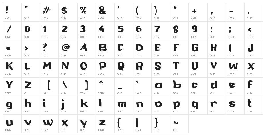 Back Alley Character Map