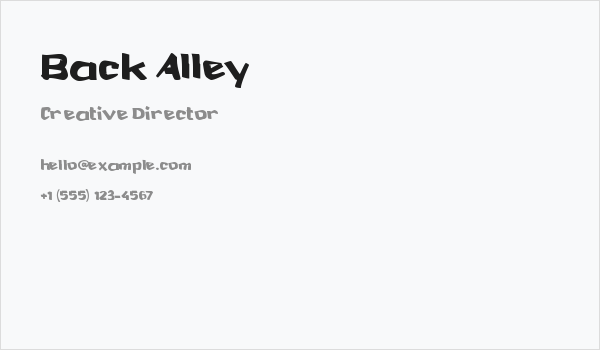 Back Alley Business Card