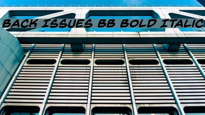 Back Issues BB Bold Italic Font examples